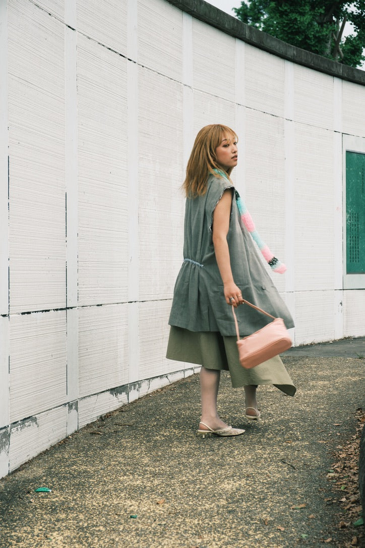 Asymmetric Midi Skirt (Beige)
