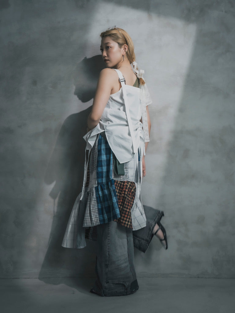 Upcycled Vintage Collection - Patchwork Check Flare Skirt