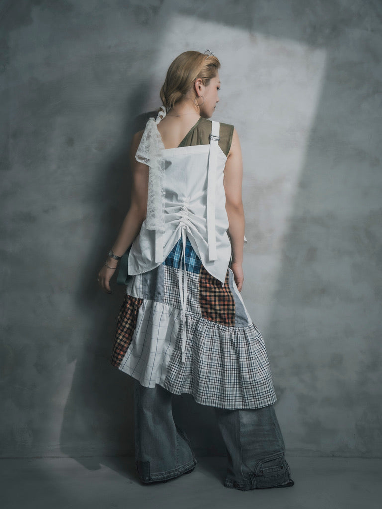 Upcycled Vintage Collection - Patchwork Check Flare Skirt