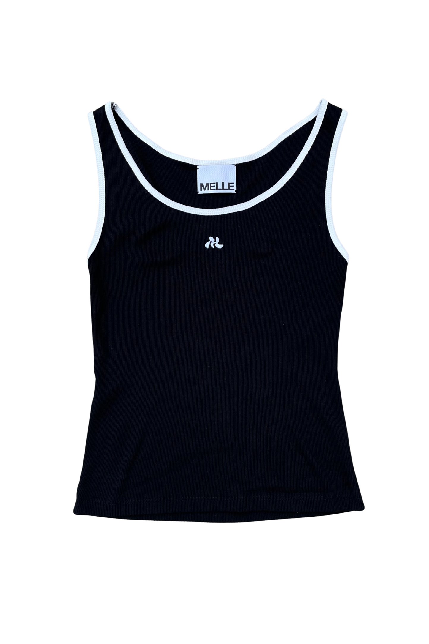MELLE LOGO BICOLOR RIB TANKTOP | black