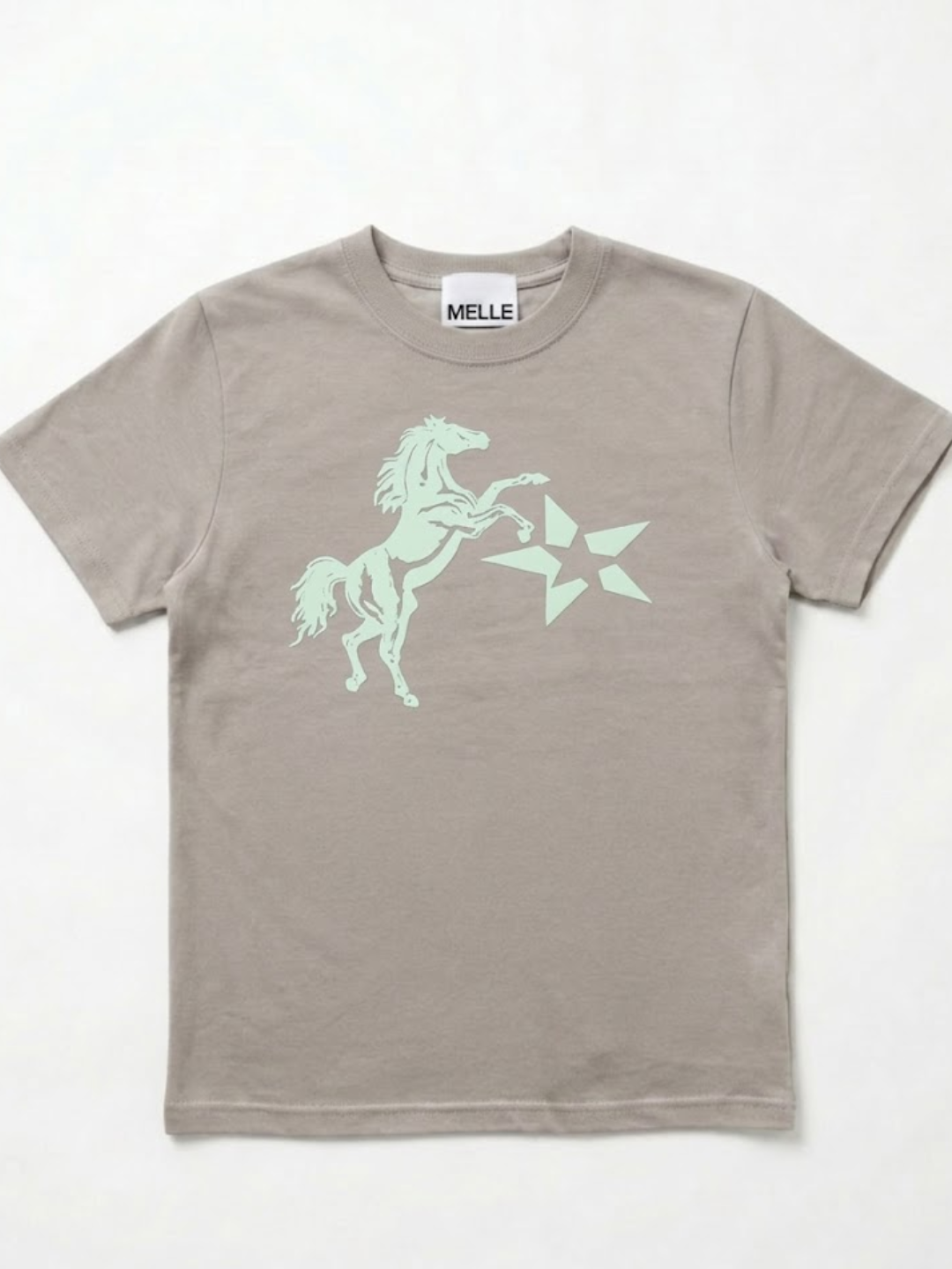 Jumpin’ Horse Fit T-shirt | Light Gray × Mint Green