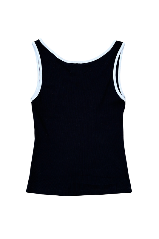 MELLE LOGO BICOLOR RIB TANKTOP | black