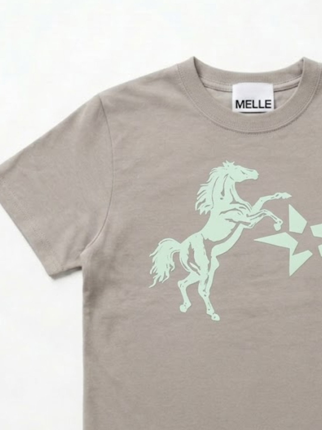 Jumpin’ Horse Fit T-shirt | Light Gray × Mint Green