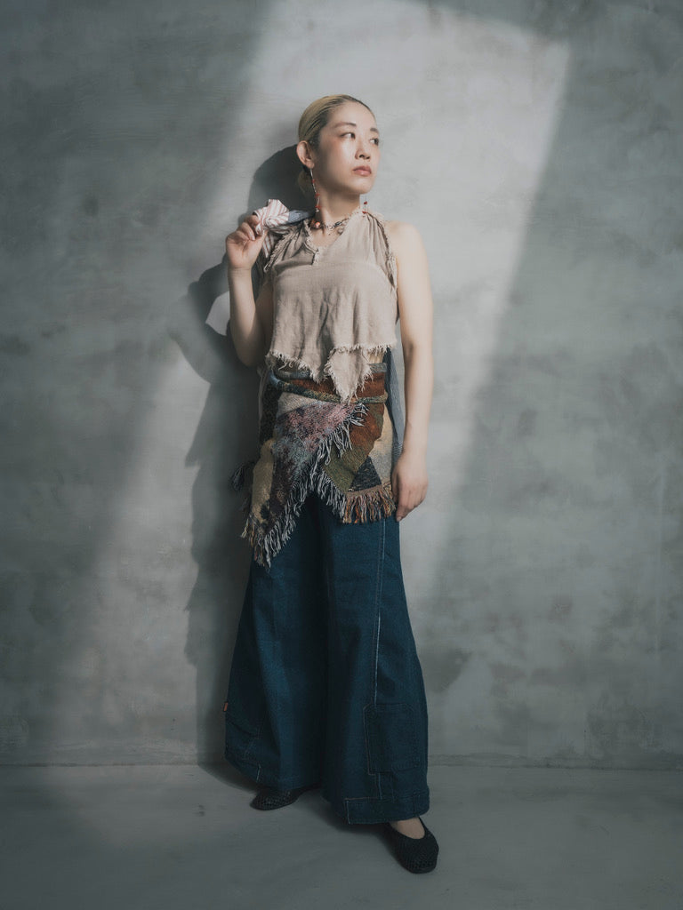 Upcycled Vintage Collection - Double Denim Flare Pants (Deep Indigo)
