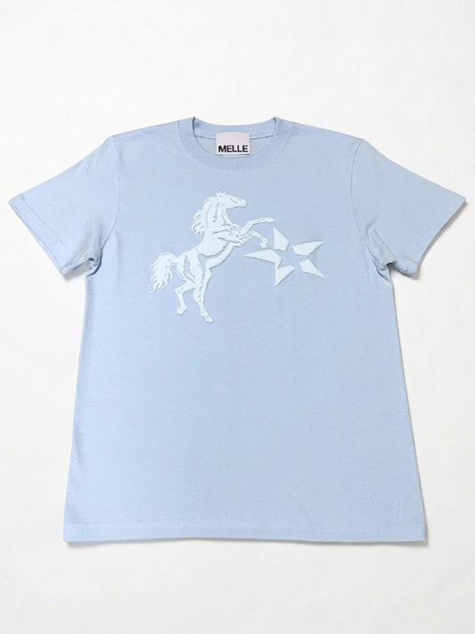 Jumpin’ Horse Fit T-shirt | Light Blue × Light Blue