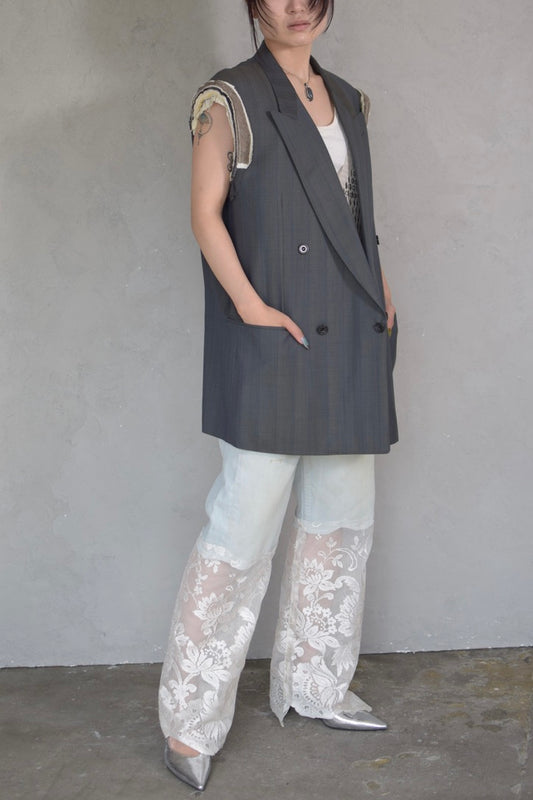 Upcycled Vintage Collection - "White Lace" Lace Tide Denim