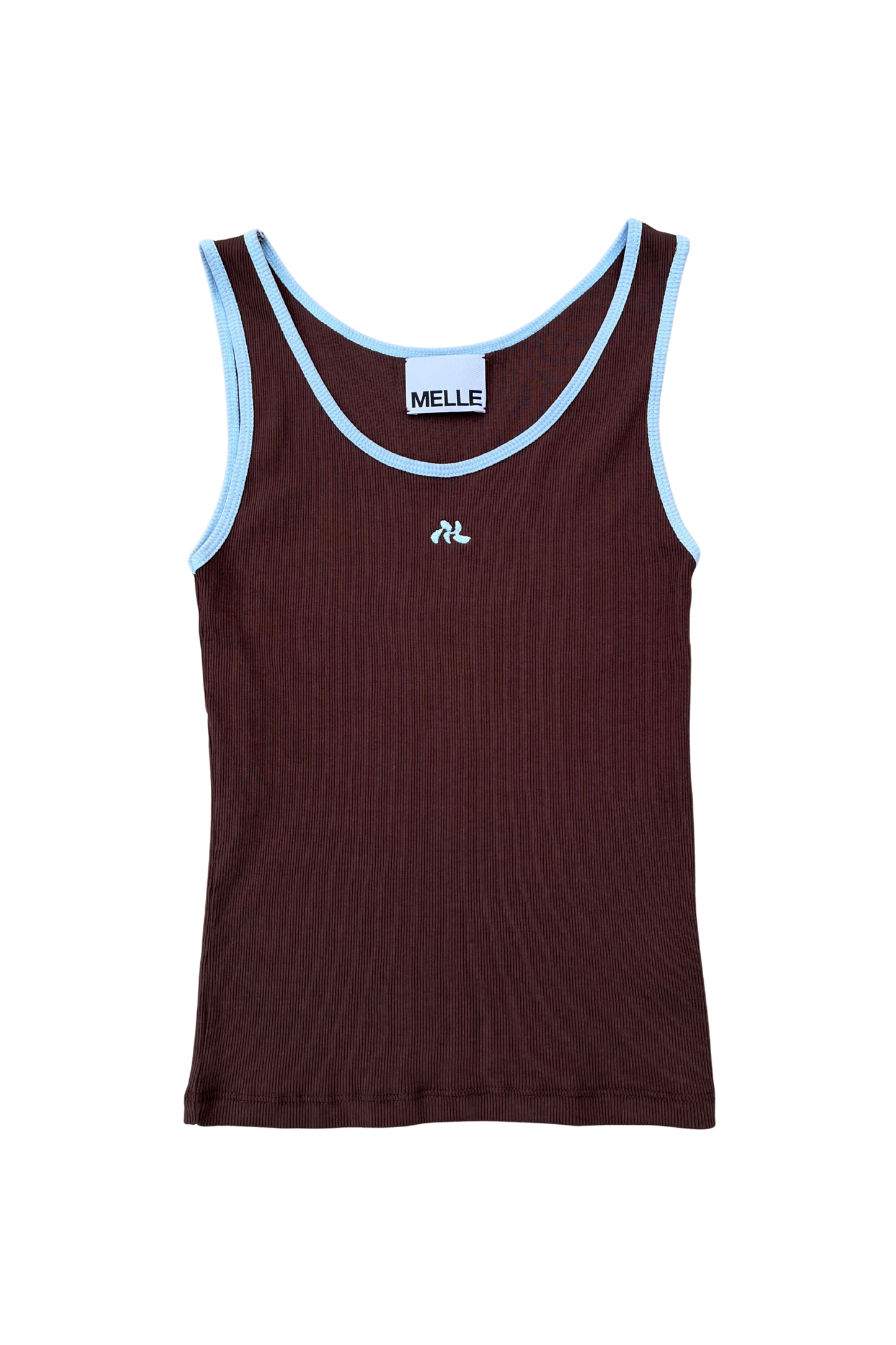 MELLE LOGO BICOLOR RIB TANKTOP | brown