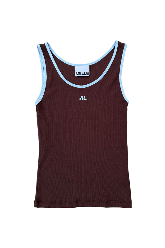 MELLE LOGO BICOLOR RIB TANKTOP | brown