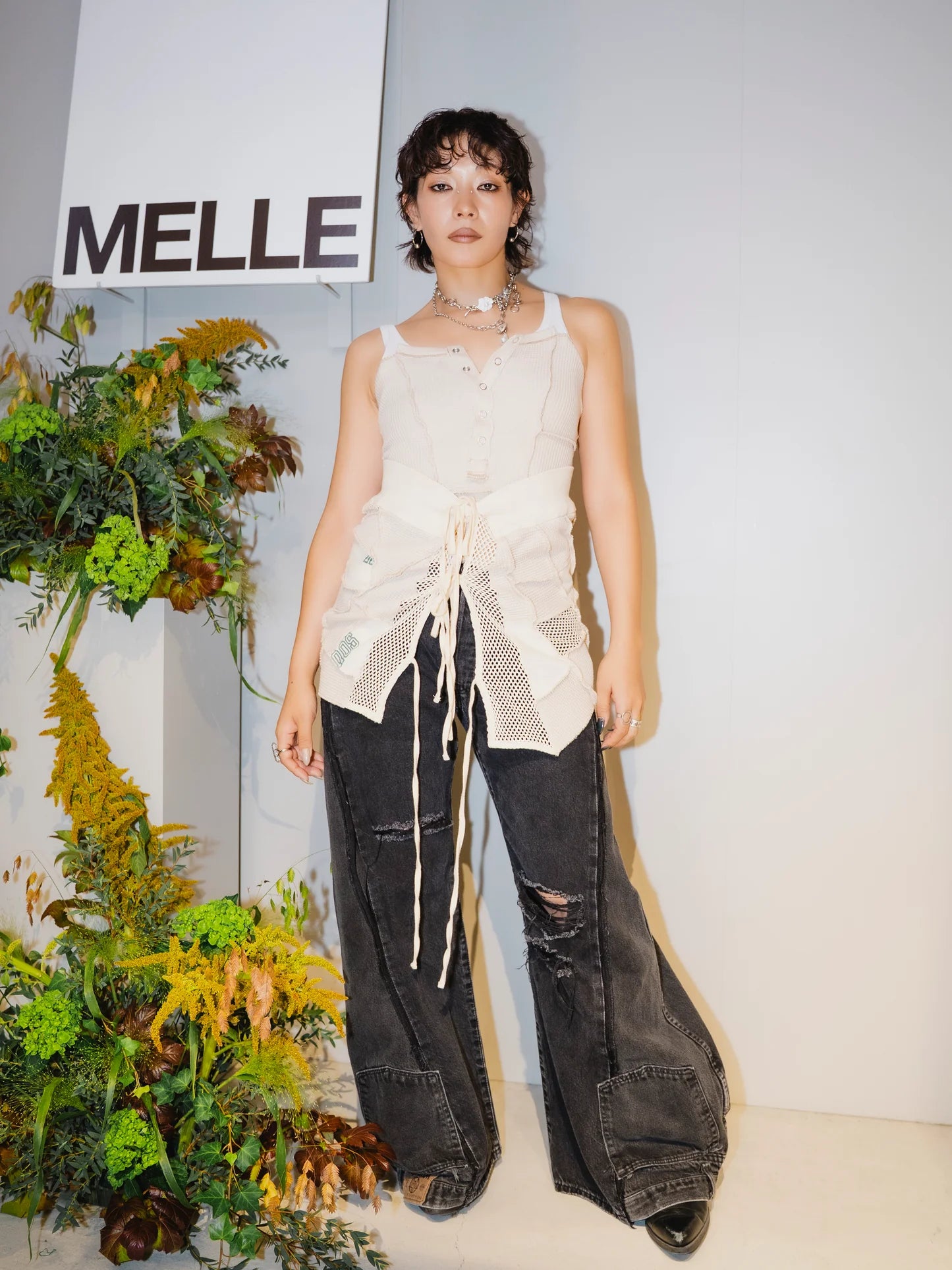 Upcycled Vintage Collection - Double Denim Wide Half Pants (Vintage Black)
