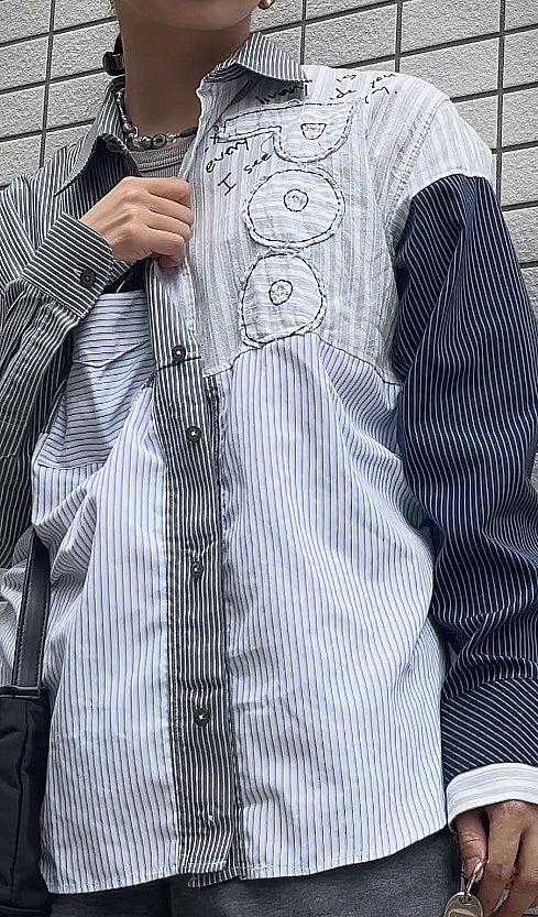 Upcycled Vintage Collection - Patchwork Stripe Shirt
