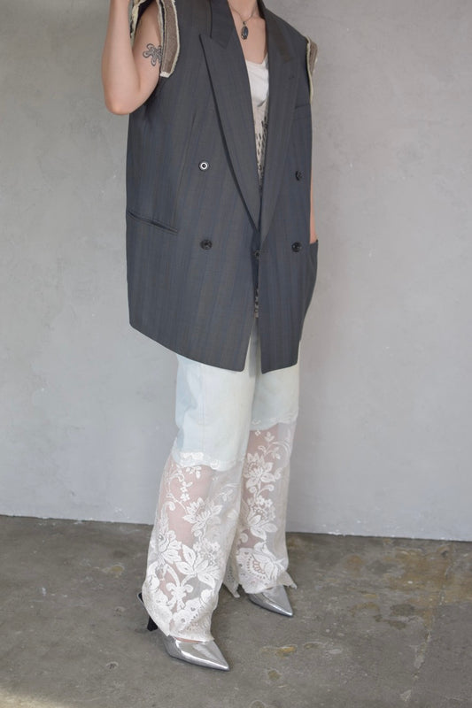 Upcycled Vintage Collection - "White Lace" Lace Tide Denim