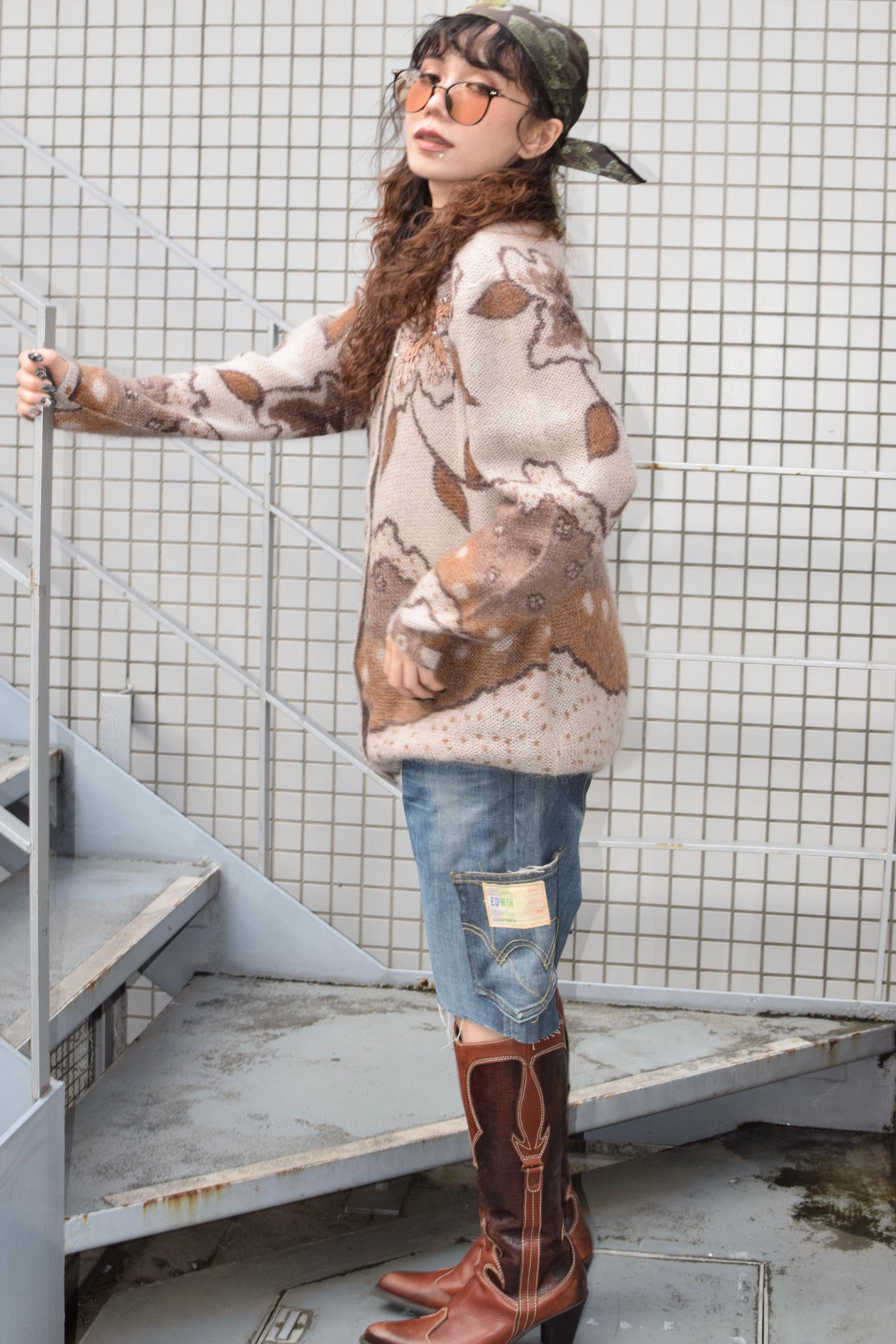 SELECTED VINTAGE / Vintage Wool Mix Flower Knit