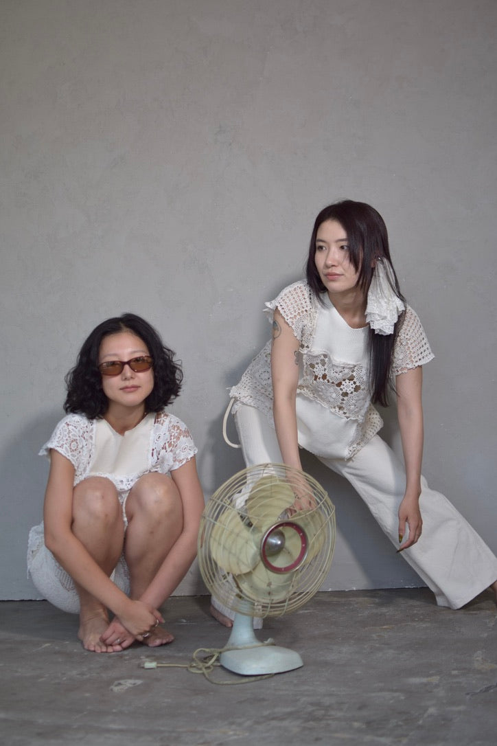Upcycled Vintage Collection -White Lace Patchwork Top