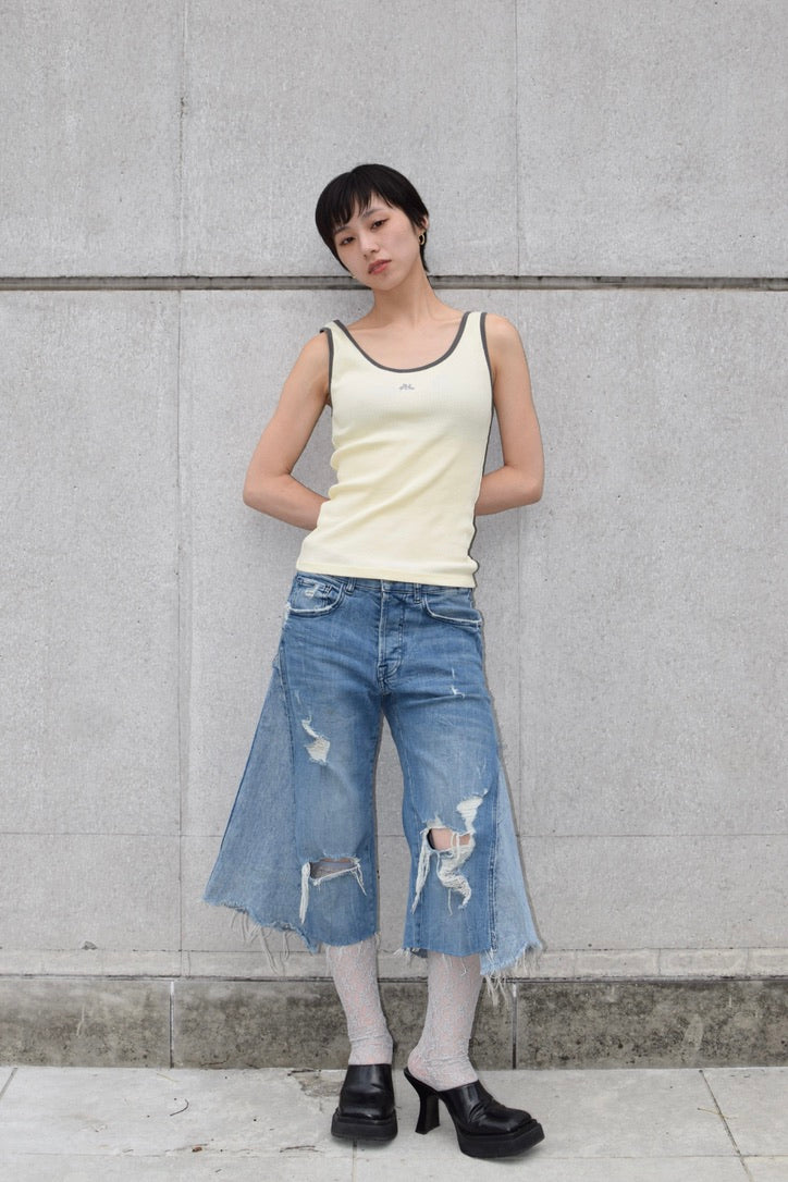 MELLE LOGO BICOLOR RIB TANKTOP | brown