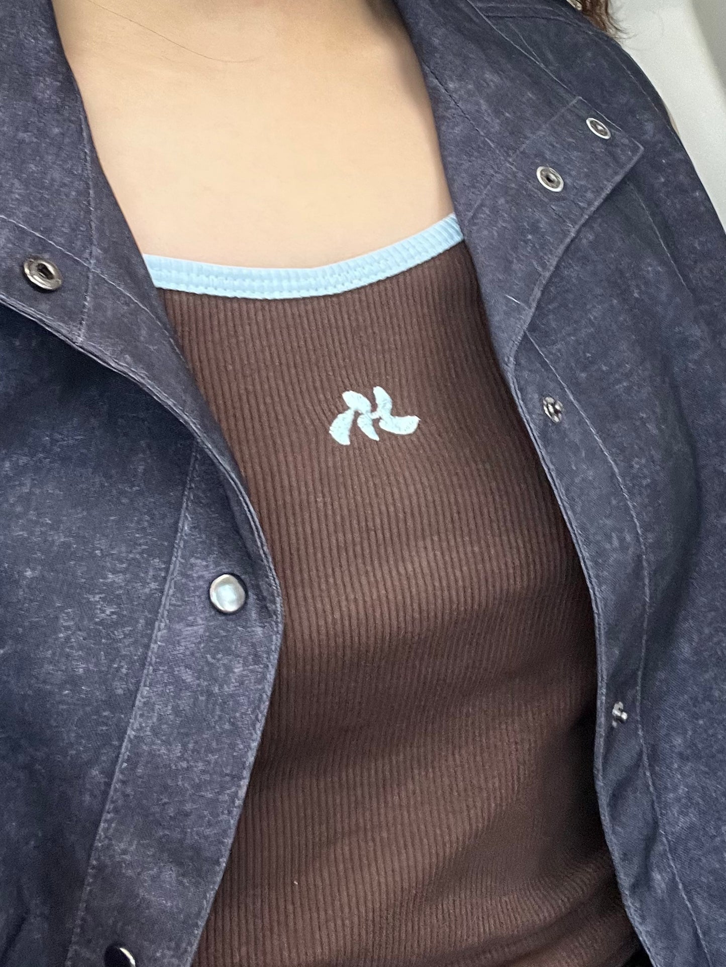 MELLE LOGO BICOLOR RIB TANKTOP | brown