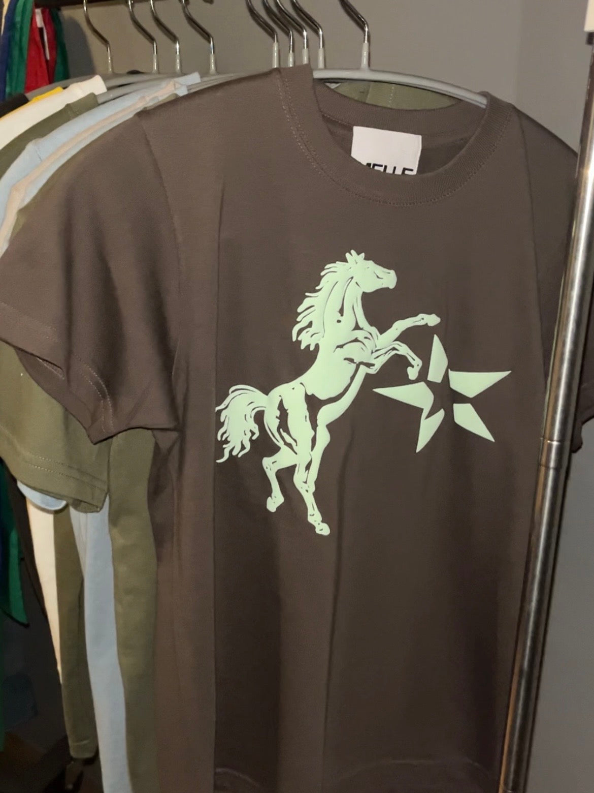 Jumpin’ Horse Fit T-shirt | Light Blue & Light Brown