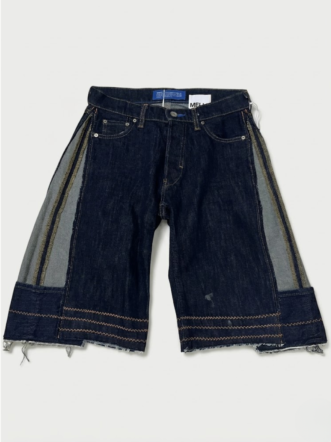 Upcycled Vintage Collection - Double Denim Wide Half Pants (Indigo)