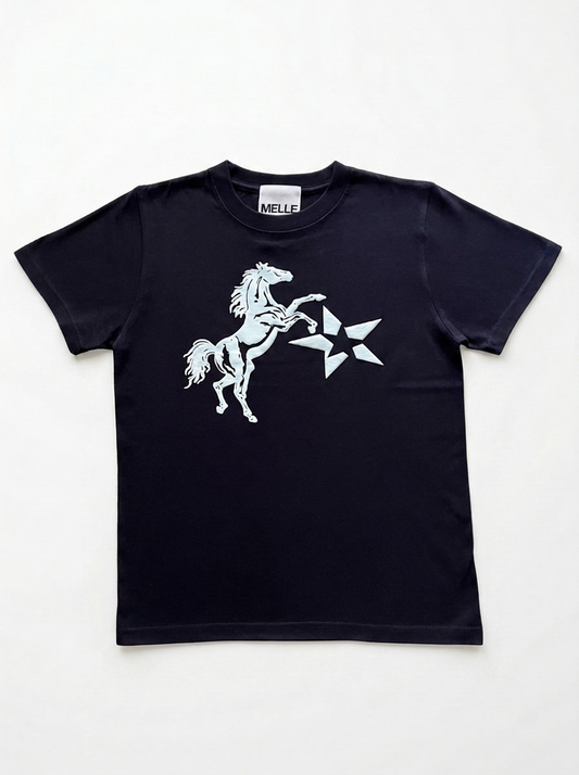 Jumpin’ Horse Fit T-shirt | Navy & Light Blue